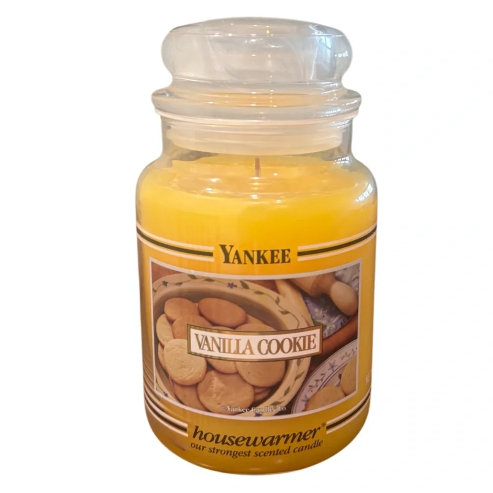 Yankee Candle Jar Vanilla Cookie Rare Vintage Black Band Candle Jar Cream Yellow